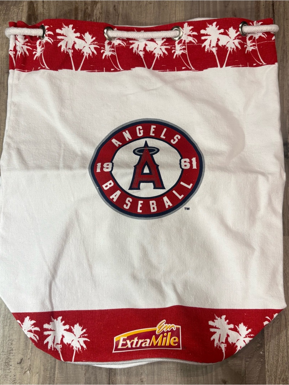 Los Angeles Angels MLB Cinch Beach Bag Palm Trees Red/ White New In Plastic